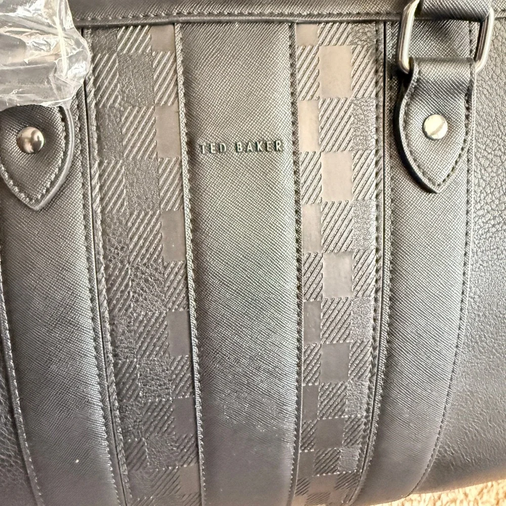 Ted Baker Striped PU Holdall weekender bag, Black‎